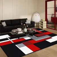 JGJG Röd Geometrisk Abstrakt Matta för Vardagsrum Hem Stor Sovrumsdekoration Matta Lätt Lyx Soffa Soffbord Halkfri Golvmatta 140*200cm