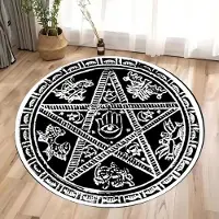 HGHT Magiska Ockulta Runor Rund Matta Runor Från Helvetet Golvmatta Satanisk Cirkel Matta Häxa Gotisk Matta Rock Goth Heminredning 120*120cm