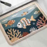 Jacket-pa Halkfri golvmatta för fiskbadrum, liten matta för duschrum, tvättställ, absorberande fotmatta, modern dekorationsmatta 50X80CM