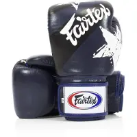 Super Merchant Fairtex äkta läder boxningshandskar BGV1 Nation Blue 14oz