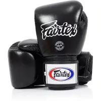 Super Merchant Fairtex äkta läder boxningshandskar BGV1 Andningsbara Svarta 10oz