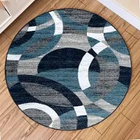 Karpetti Modern Blockmönster Rund Matta Cirkulära Mattor för Vardagsrum Sovrumsinredning Halkfri Matta Soffa Stol Områdesmatta Hemdekoration 120x120cm