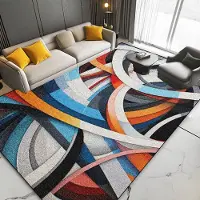 JGJG Modern Geometrisk Matta Vardagsrum Lyxig Heminredning Soffområde Halkfria Stora Mattor Sovrum Sängkant Mjuka Plysch Golvmattor 60x90cm