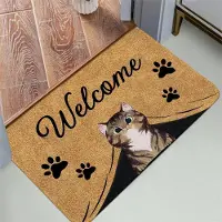 JGJG Söt kattmönstrad entrédörrmatta välkomstmatta badrum kök halkfri golvmatta tvättbar sovrum heminredning liten matta 40x60cm