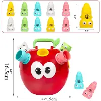 Fashnics Äppelsorteringsleksak med förvaring Stapelleksak Matchande Sifferleksaker med Siffra & Färgsortering Äpple & Mask för Baby Småbarn