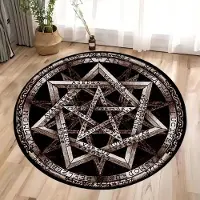 HGHT Magiska Ockulta Runor Rund Matta Runor Från Helvetet Golvmatta Satanisk Cirkel Matta Häxa Gotisk Matta Rock Goth Heminredning 120*120cm