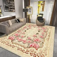 JGJG Europeisk Stil Matta för Vardagsrum Lyxig Dekor Hem Soffområde Fluffig Mjuk Matta Sovrum Hall Icke-halkande Entrédörrmatta 60x90cm