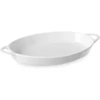 Super Merchant Oval ugnsform med handtag 270x180x40mm vit porslin Hendi 784020