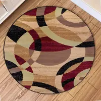 Karpetti Modern Blockmönster Rund Matta Cirkulära Mattor för Vardagsrum Sovrumsinredning Halkfri Matta Soffa Stol Områdesmatta Hemdekoration 80x80cm