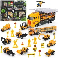 Fashnics 12-i-1 Legeringsteknikfordon 1:64 Mini Byggfordon Mini Legeringsbilar Lastaare Traktor Grävmaskin Leksak för Pojkar Gåvor