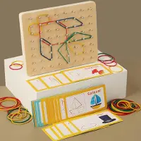 Fashnics Träpussel Geometrisk Form Gummiband Spikbräda Spel Barn Montessori Utbildande Kreativ Leksak Finmotorikträning