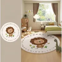 HGHT Dekoration för vardagsrum i tecknad stil Matta Fluffig Mjuk Loungematta Tjock Halkfri Sängmatta Söta Runda Mattor för Sovrum 80x80CM