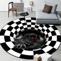 Karpetti 3D Vortex Optisk Illusion Mattor Fälla Områdesmatta Halkfri Rund Matta Stora Mattor för Vardagsrum Soffa Virvel Tvättbar Matta 40X40cm