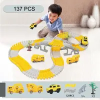 Fashnics 333 st DIY Tävlingsflexibel Järnväg Tävlingslek Spel Set Bana Räls Bil Leksaker Barn Böjbar Elektronisk Utbildande för Magiskt Hjärna