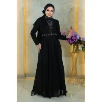 Turkishsouq Sten Detailed, Draperad Chest, Glittrande Aftonklänning, Svart