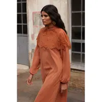 Turkishsouq Beige rak maxiklänning med lång ärm och stilren/nattlig hijabklänning för kvinnor