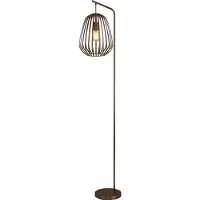 Eglo ESPINAL golvlampa i brons med trärimsskärm