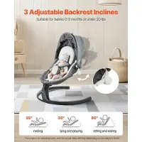 Vevor Babygunga, 5-växlad babygunga, bärbar babygunga med fjärrkontroll, pekskärm, Bluetooth-musik, 10 förinställda vaggvisor och 5-punktssele för 0-9 månader pojkar flickor upp till 9 kg