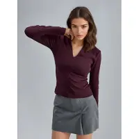 Busem Slim Fit V-ringad Blus med Lång Ärmar