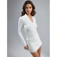 Busem Slim Fit V-ringad Blus med Långa Ärmar