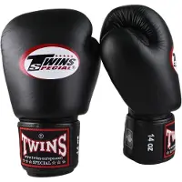 Super Merchant Twins Äkta Läder Boxningshandskar BGVL-3 Svart 14oz