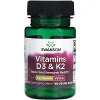 Swanson Health , Vitamin D3 & K2, 60 Veganskapslar