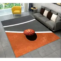 JGJG Flanellmatta med basketplanmönster - Inomhusmatta med tecknad basketplan för sovrum, dekorativ, halkfri 80*160cm