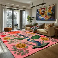 Karpetti Abstrakt Vintage Vardagsrumsmatta Lyxig Floral Rumsdekor Mattor för Sovrum Halkfri Hudvänlig Tvättrumsgolvmatta Tvättbar 180*250cm
