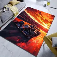 HGHT 3D F1 Racing Vid Solnedgång Tryck Matta Vardagsrum Sovrum Sängkanten Soffa Golvmatta Halkfri Modern Heminredning Områdesmatta Lyxgåva 40x60cm (16x24in)