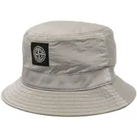 Stone Island Logotypprydd Polyester Fiskarhatt Herrhattar Grå 801599376-V0091 M