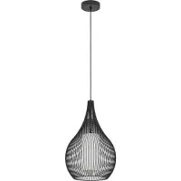 Eglo RAZONI 1 hängande lampa i svart ståltråd med satinerad vit glaskupa invändigt