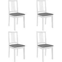vidaXL Matstolar med kuddar set om 4 vit solid trä 247637