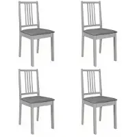 vidaXL 4x Solid Wood Dining Chairs with Grey Cushions Dining Room 247639