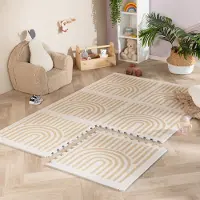 Little Olly Skummatta | Alfie Grid beige hos Volero | 120x180cm | EVA-skum | Bågar | Rektangulär | Plattvävd
