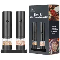 INF Elektrisk pepparkvarn set - Uppladdningsbar salt- och pepparkvarn med keramisk kvarn - 2-pack