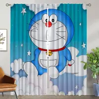 Household supplies MH Fönstergardin för Rum 2 Paneler Doraemones Nyanser Moderna Vardagsrumsgardiner för Kameravägg Halloween-dekoration Kök W50xH70cmx2pcs-CL
