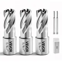 Vevor Ringformad frässats, 5-delars Weldon Shank Mag-borrsats, 25,4 mm skärdjup, 15,87 mm skärdiameter, HSS, 3 borr med 2 pilotstift och 3 plasthöljen, för magnetborrar, stål