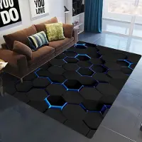HGHT 3D geometrisk matta Neonljus Mattor Hexagoner Mattor för hemmet Spela Spelrum Inredning Vardagsrum Sovrum Tonåringar E-Sport Matta Matta 50X80cm
