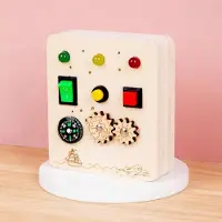 Fashnics Baby Montessori Upptagen Bräda LED Ljusströmbrytare Kontrollbräda Sensoriska Leksaker Trä Upptagen Bräda Barnspel Barn Pusselleksaker Gåvor