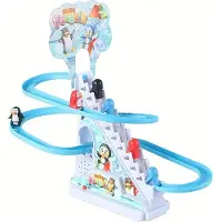Fashnics Pingvinracingset Pingvinrutschkana Lekset LED-blinkande ljus Racingbana Spelset Pingvintrappklättringsleksaker Barn Julklapp