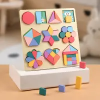 Fashnics Montessori Geometrisk Form Kognitiv Brädspels Pussel Träform Matchningsblock Matematik Läromedel Pedagogiska Leksaker För Barn