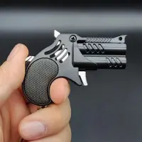 Fashnics 1 st Mininyckelring Metall Gummiband Pistol Spel Leksakspistol Kastare Barns Simuleringspistol Leksaker Gåvor Hänge svart