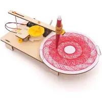Fashnics Gör-det-själv Kreativ Trä Elektrisk Plotter Ritrobot STEM Barnmodell - Automatisk Målning Vetenskap Elektronik Kit Experiment
