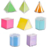 Fashnics 8 st Transparenta Geometriska Formblock Montessori-leksaker Staplingsspel Matematikleksaker Utbildningsleksak för Åldrarna 3+ Barn Spädbarn