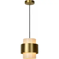 Lucide Glas pendellampa Firmin, dimbar, Mässing / guld, Vardagsrum / matsal, Glas, Pendellampa