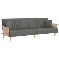 vidaXL Bäddsoffa med armstöd mörkgrå tyg