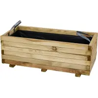Siena Garden TANUSSLIM 90 Planteringslåda Furu, Fibertyg Natur, Svart