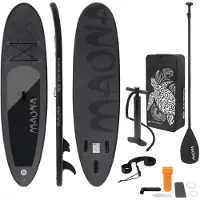 ECD-Germany ECD Germany Uppblåsbara Stand Up Paddle Board Maona | 308 x 76 x 10 cm | Svart | PVC | upp till 120 kg | Tillbehör för pumpväska | SUP-brädor