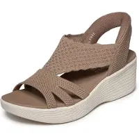 SKECHERS för kvinnor. 120012 Slip-ins Parallel Lite Summer Invite Sandaler brun (36), 3 till 5 cm, Ingen, Casual