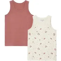 Minymo Linne - 2-pack - Viskos - Peach Piska m. Blommor - - 11 år (146) - Linne